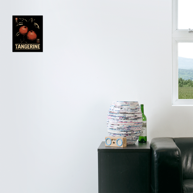 Tangerine Citrus Branch - Dark Academia Botanical Screenprint by TuncGK